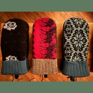 Mittens made with merino sheep wool from Merino Matron Sheep Farm